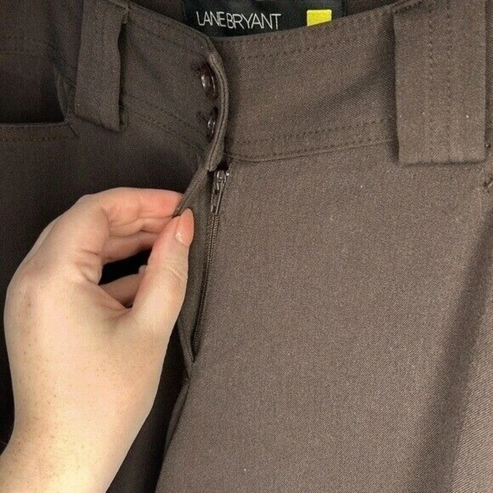 Lane Bryant Petite 1 Large Brown Wide Leg Dress Pants Trousers Neutral Office - Picture 3 of 8